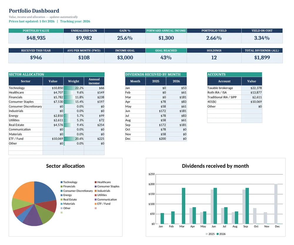 Dividend & Investment Portfolio Tracker — screenshot 1