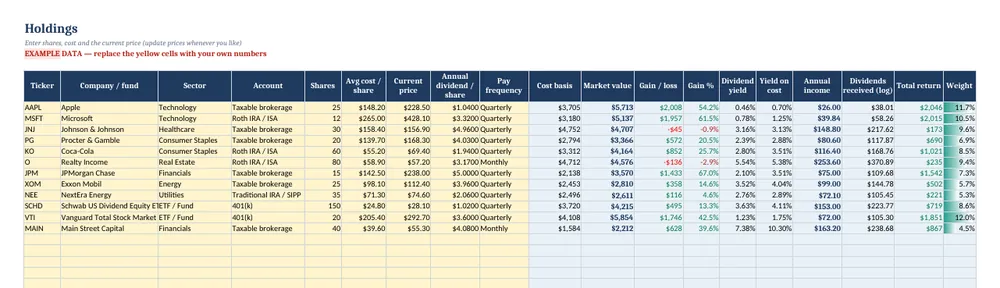 Dividend & Investment Portfolio Tracker — screenshot 2