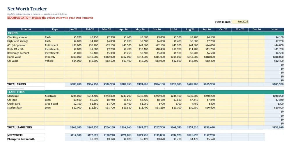 Savings Goals, Sinking Funds & Net Worth Tracker — screenshot 3