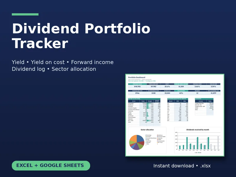 Dividend & Investment Portfolio Tracker spreadsheet preview