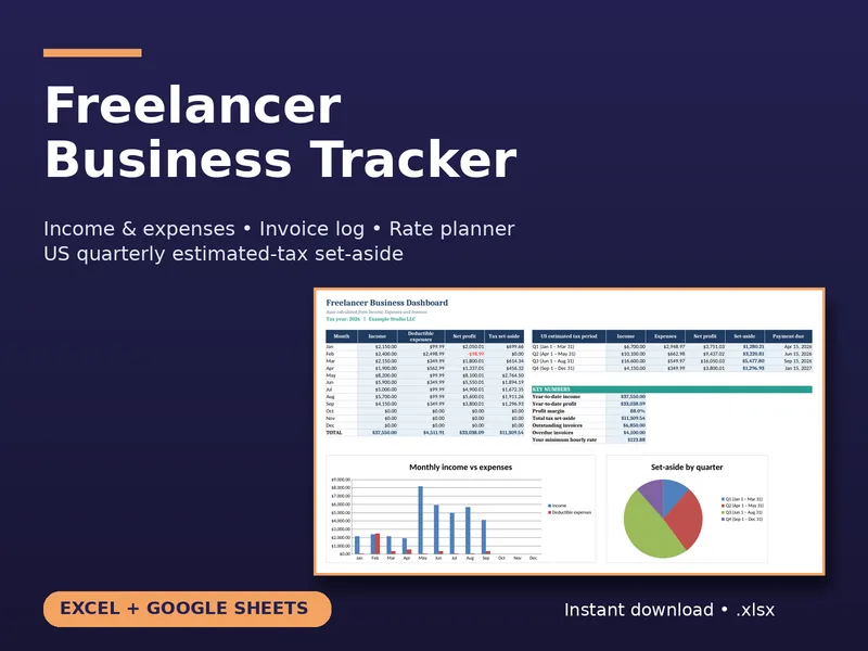 Freelancer Business Tracker spreadsheet preview